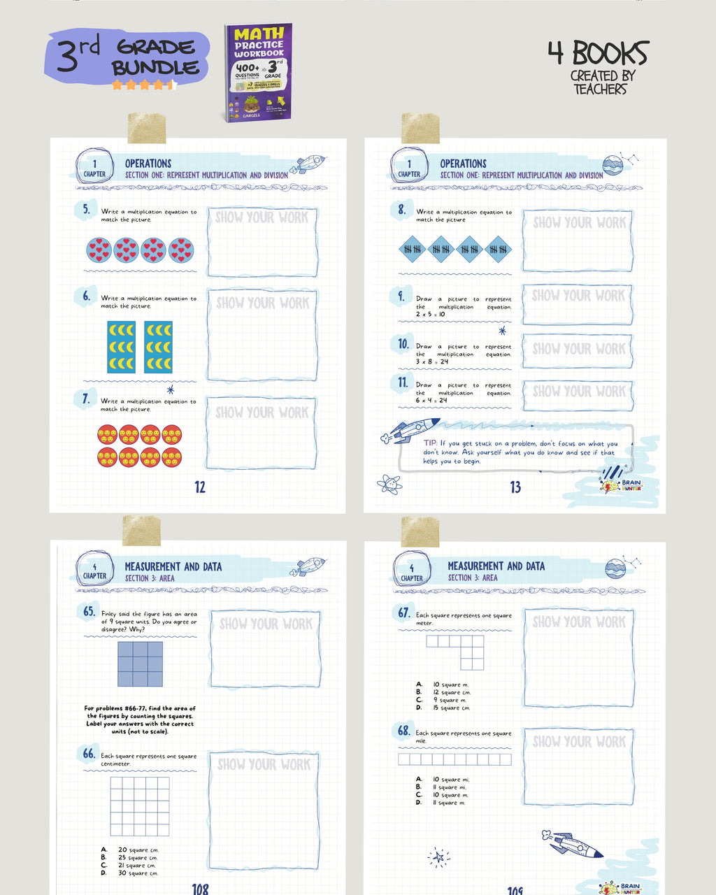 3rd Grade Brain Hunter Bundle (4 Powerful Workbooks) image 1