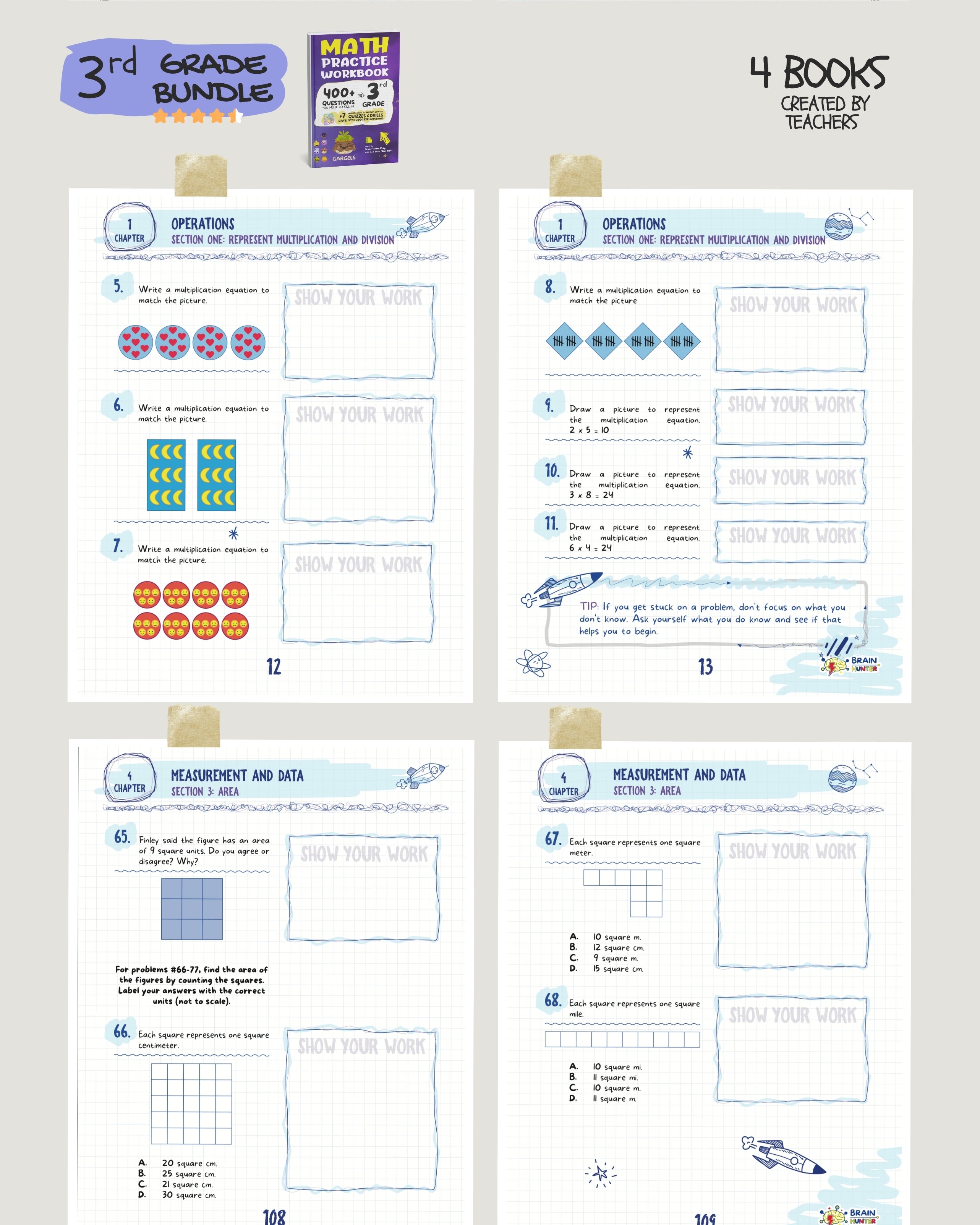 3rd Grade Brain Hunter Bundle (4 Powerful Workbooks) image 1