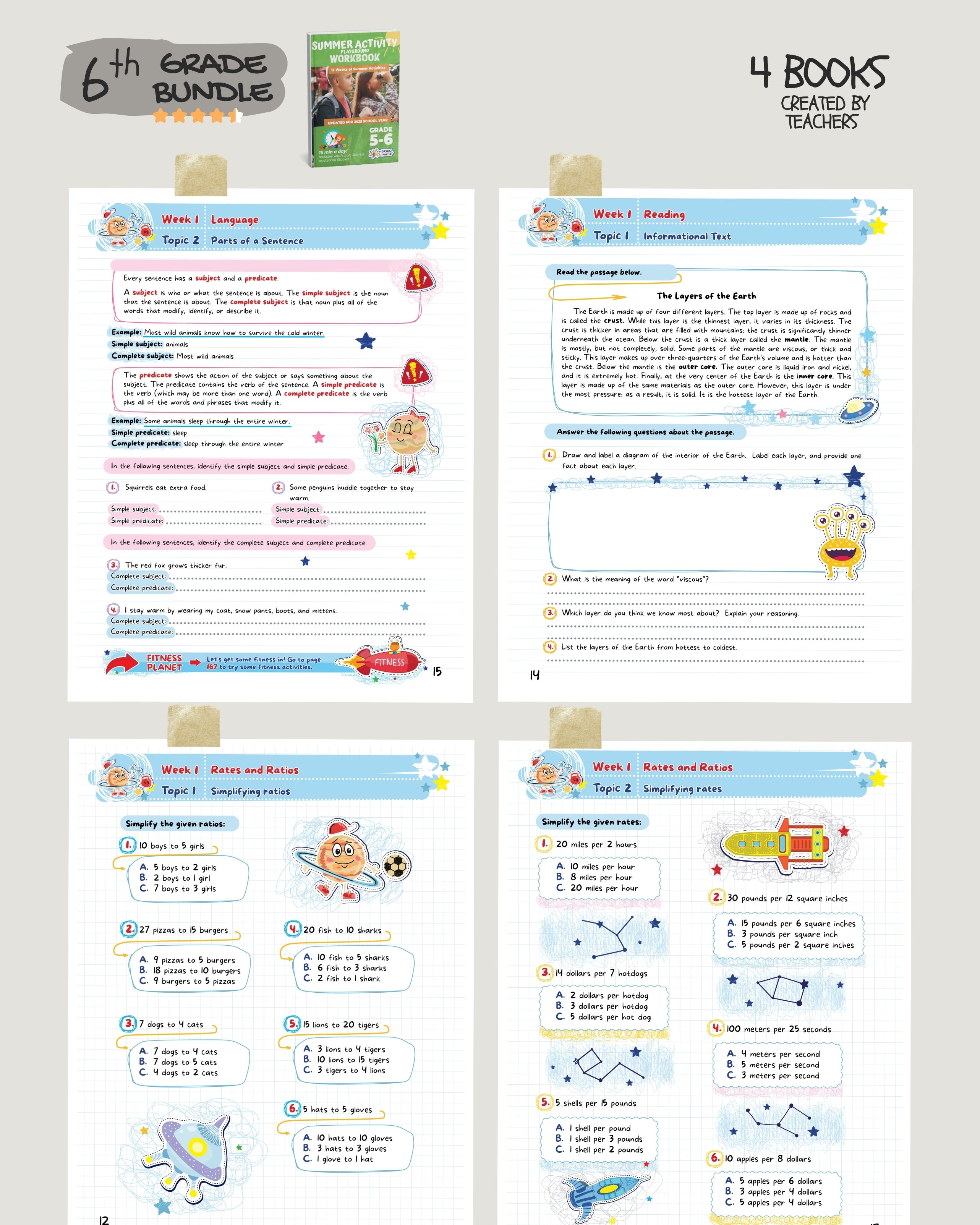 6th Grade Brain Hunter Bundle (4 Powerful Workbooks) image 1