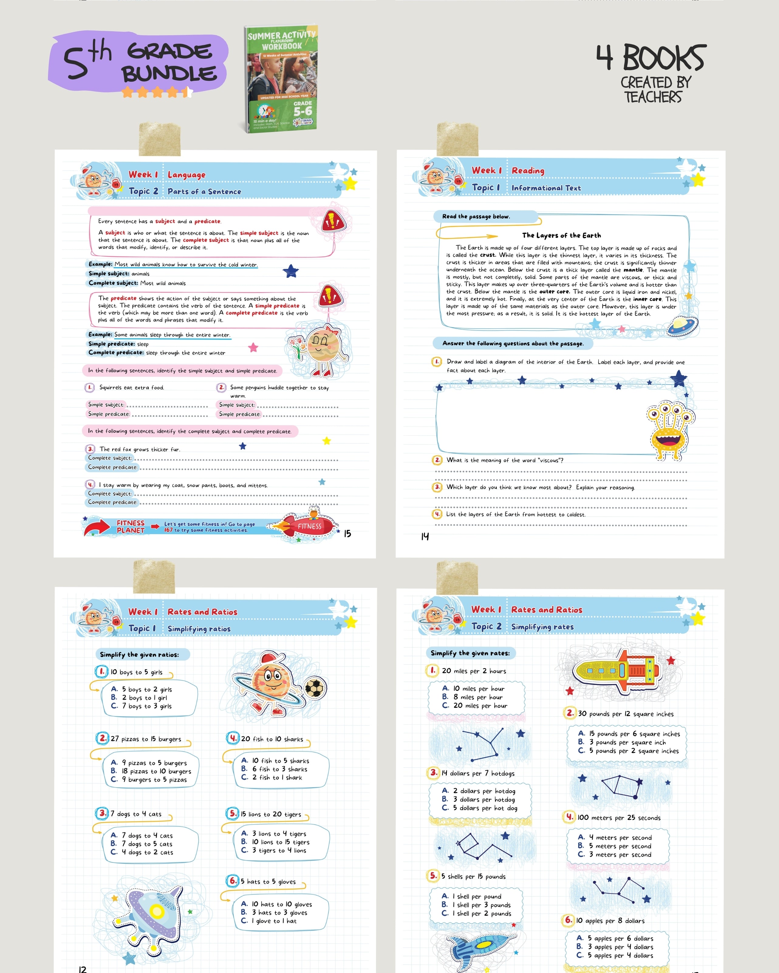 5th Grade Brain Hunter Bundle (4 Powerful Workbooks) image 2