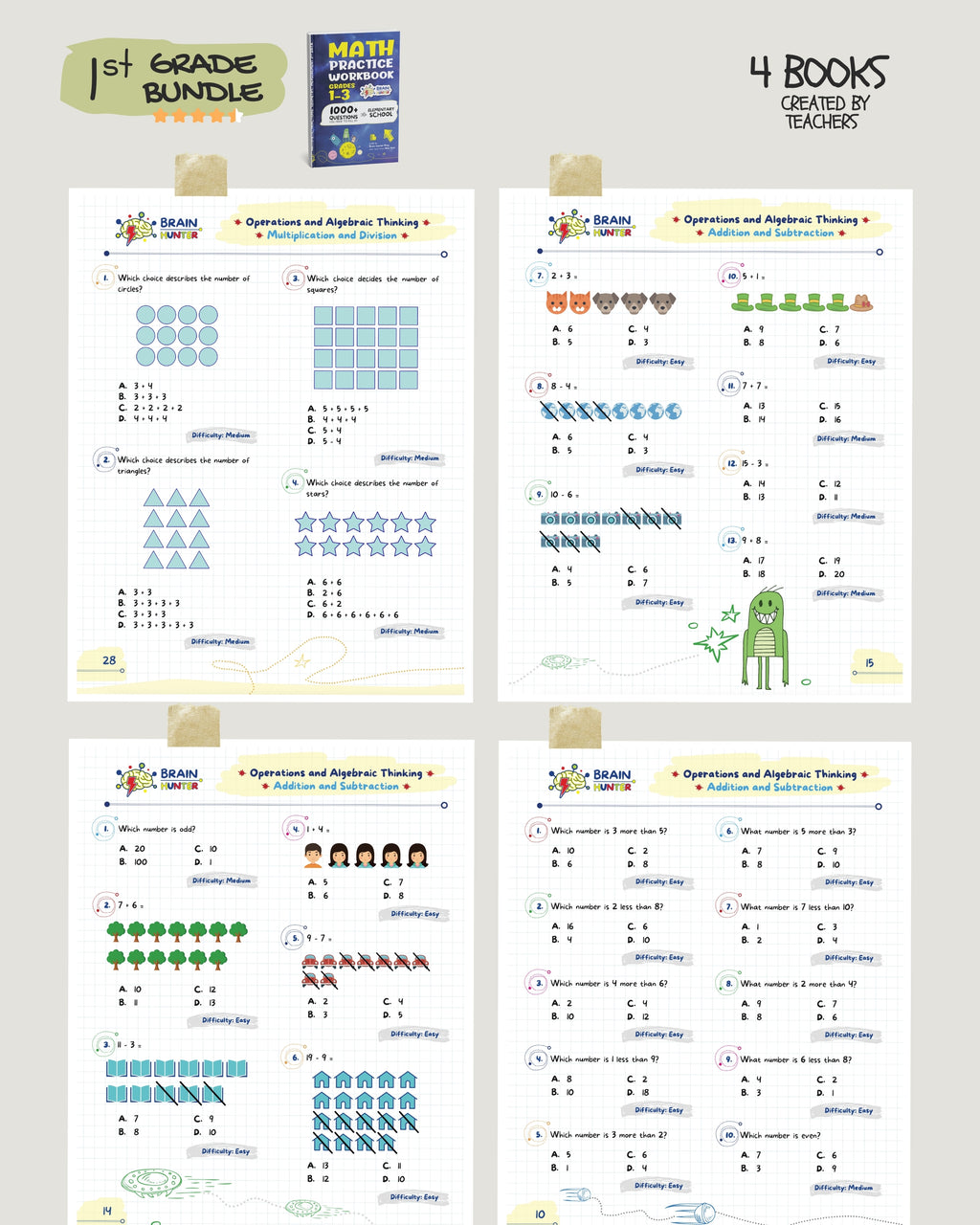 1st Grade Brain Hunter Bundle (4 Powerful Workbooks) image 2
