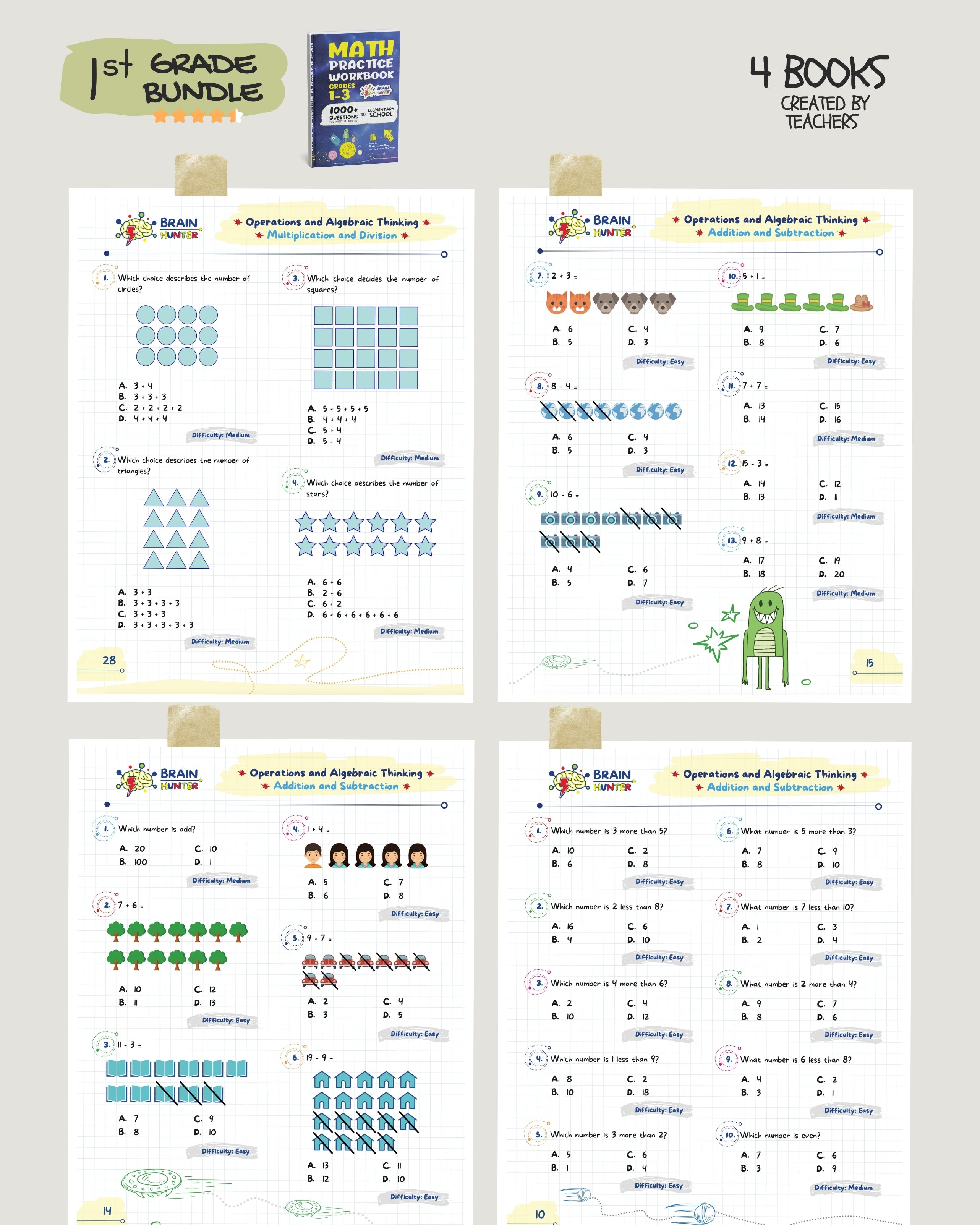 1st Grade Brain Hunter Bundle (4 Powerful Workbooks) image 2