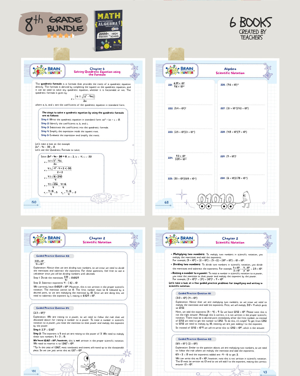 8th Grade Brain Hunter Bundle (6 Powerful Workbooks) image 5