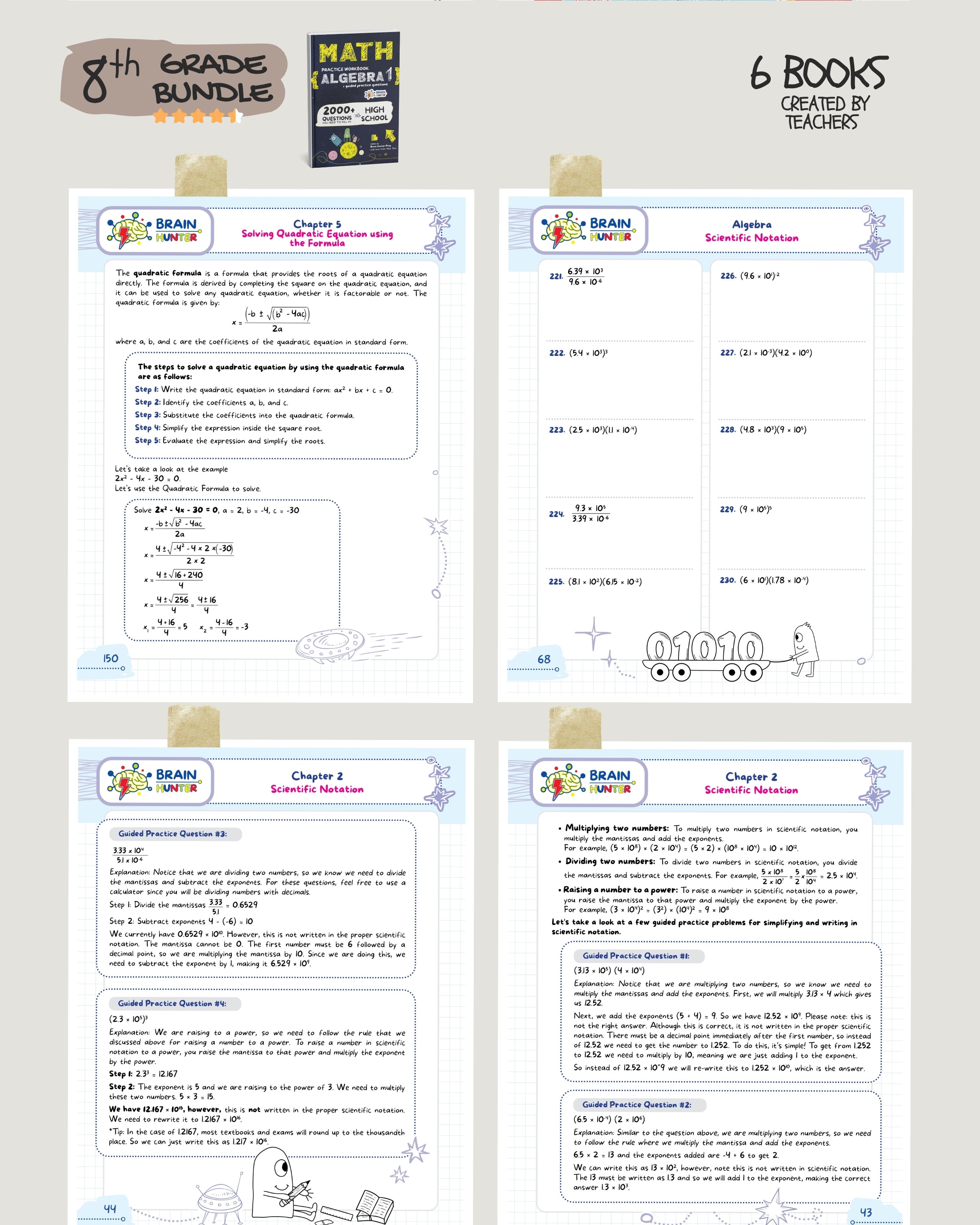 8th Grade Brain Hunter Bundle (6 Powerful Workbooks) image 5