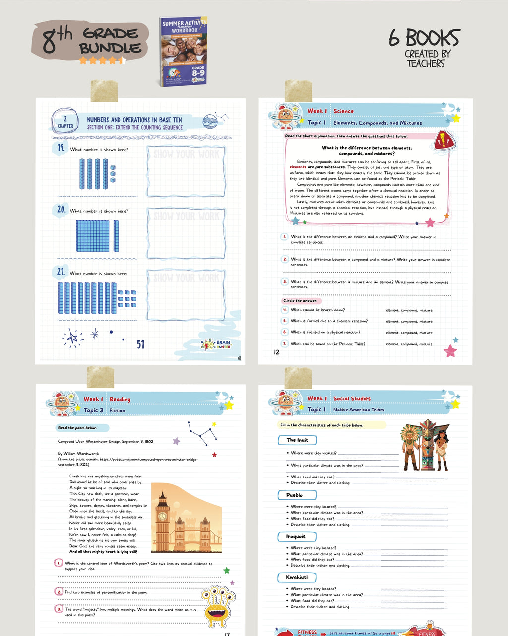 8th Grade Brain Hunter Bundle (6 Powerful Workbooks) image 6
