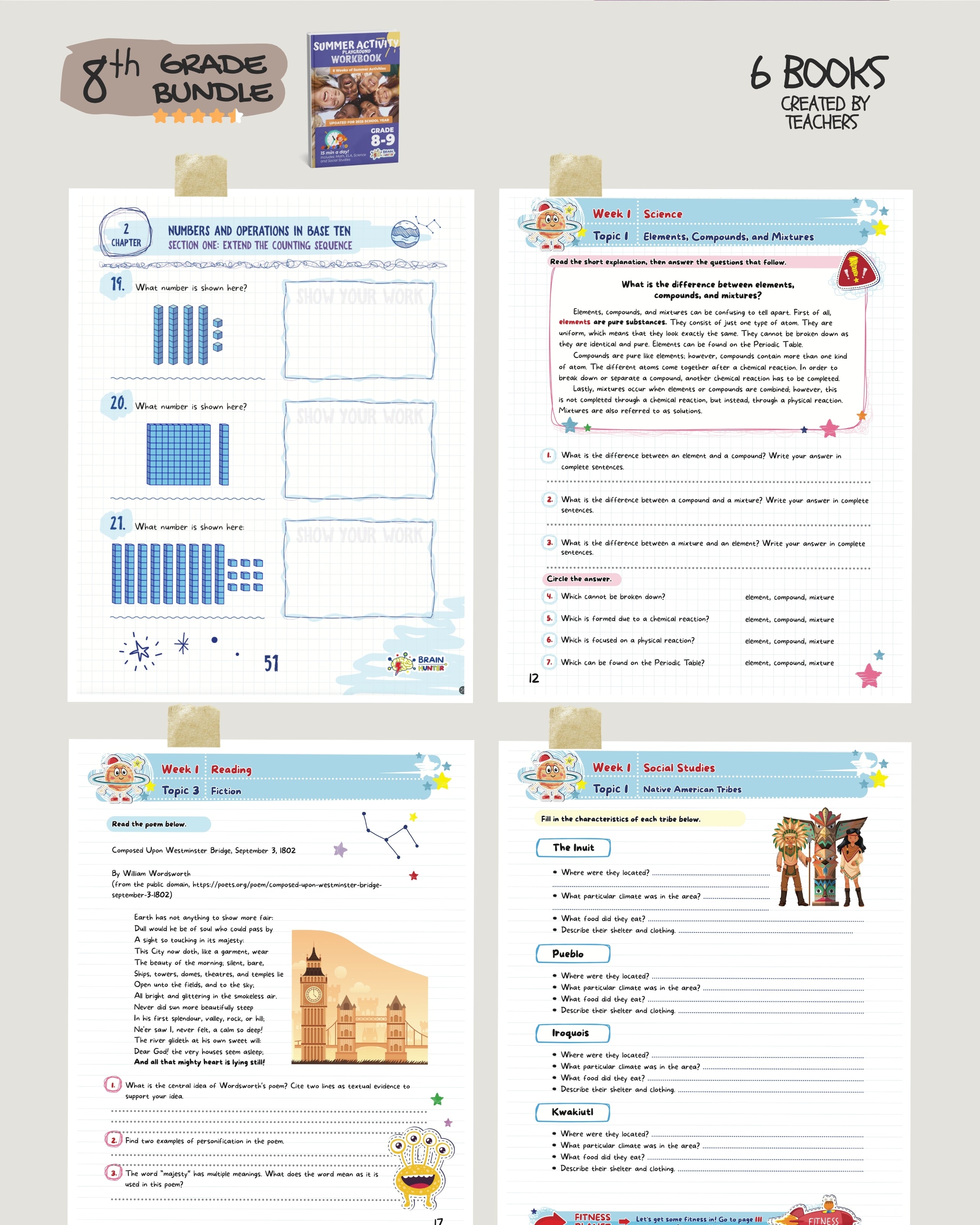 8th Grade Brain Hunter Bundle (6 Powerful Workbooks) image 6