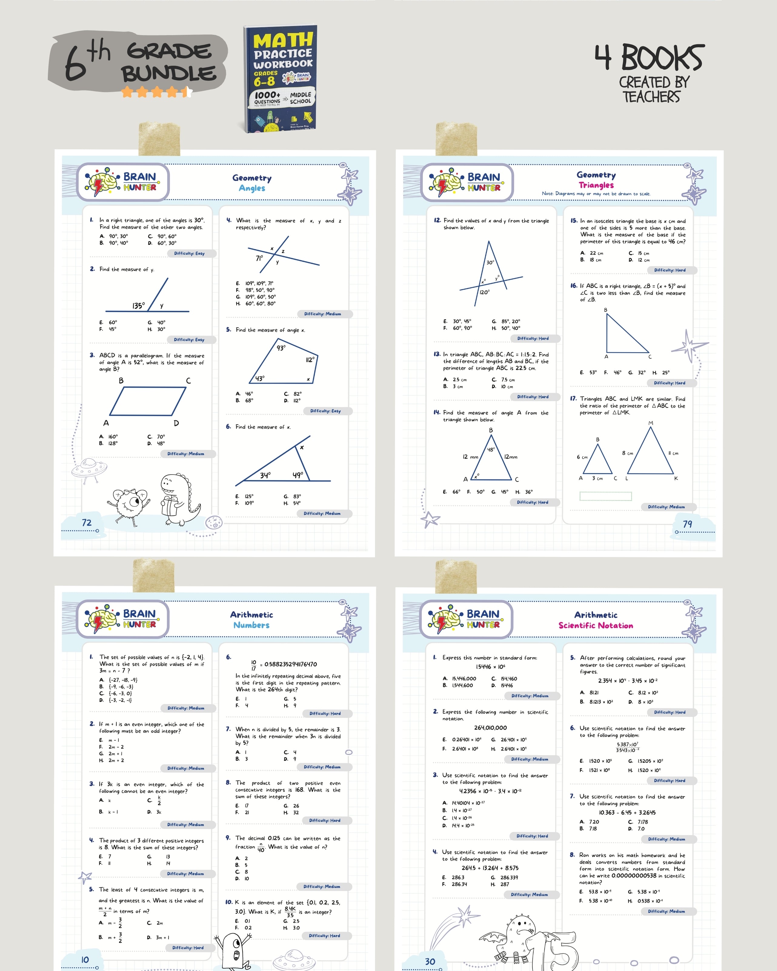 6th Grade Brain Hunter Bundle (4 Powerful Workbooks) image 2