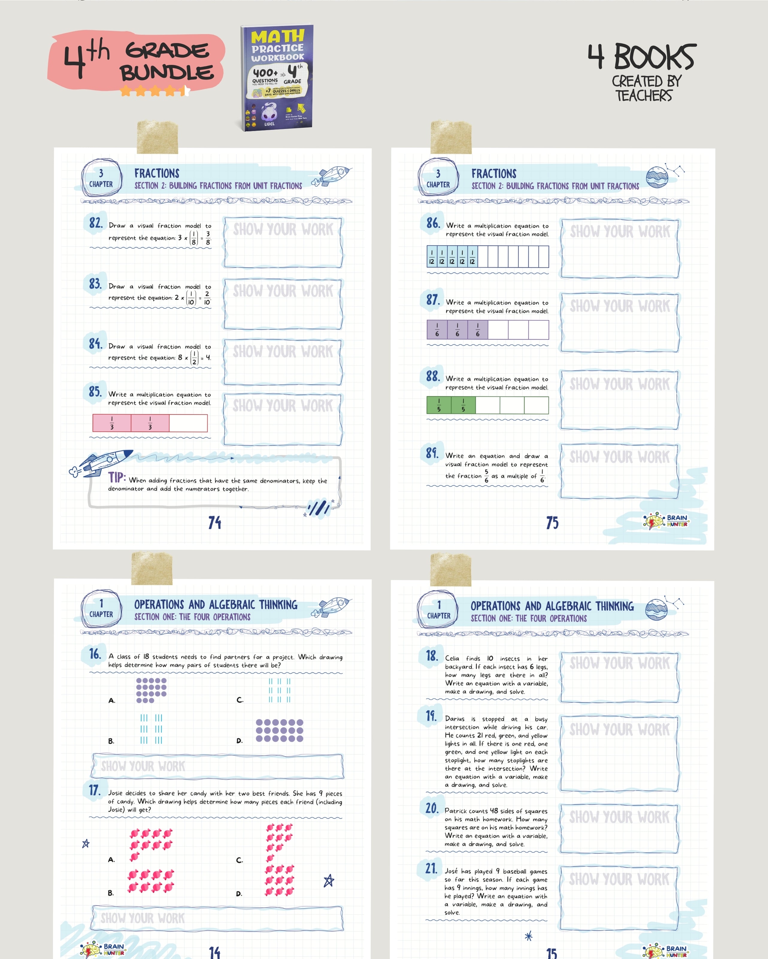 4th Grade Brain Hunter Bundle (4 Powerful Workbooks) image 1