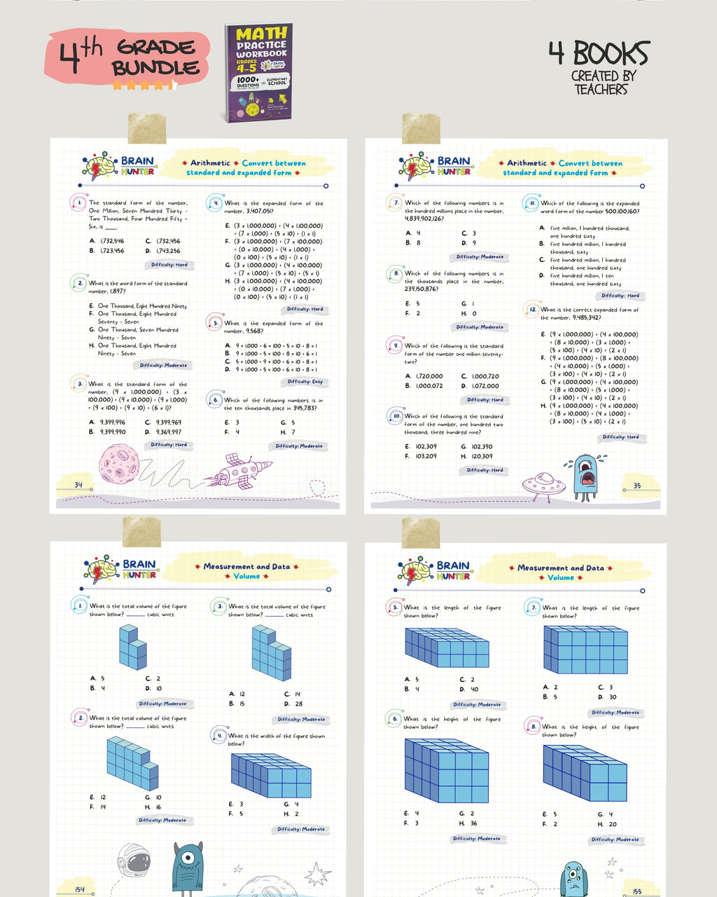 4th Grade Brain Hunter Bundle (4 Powerful Workbooks) image 4