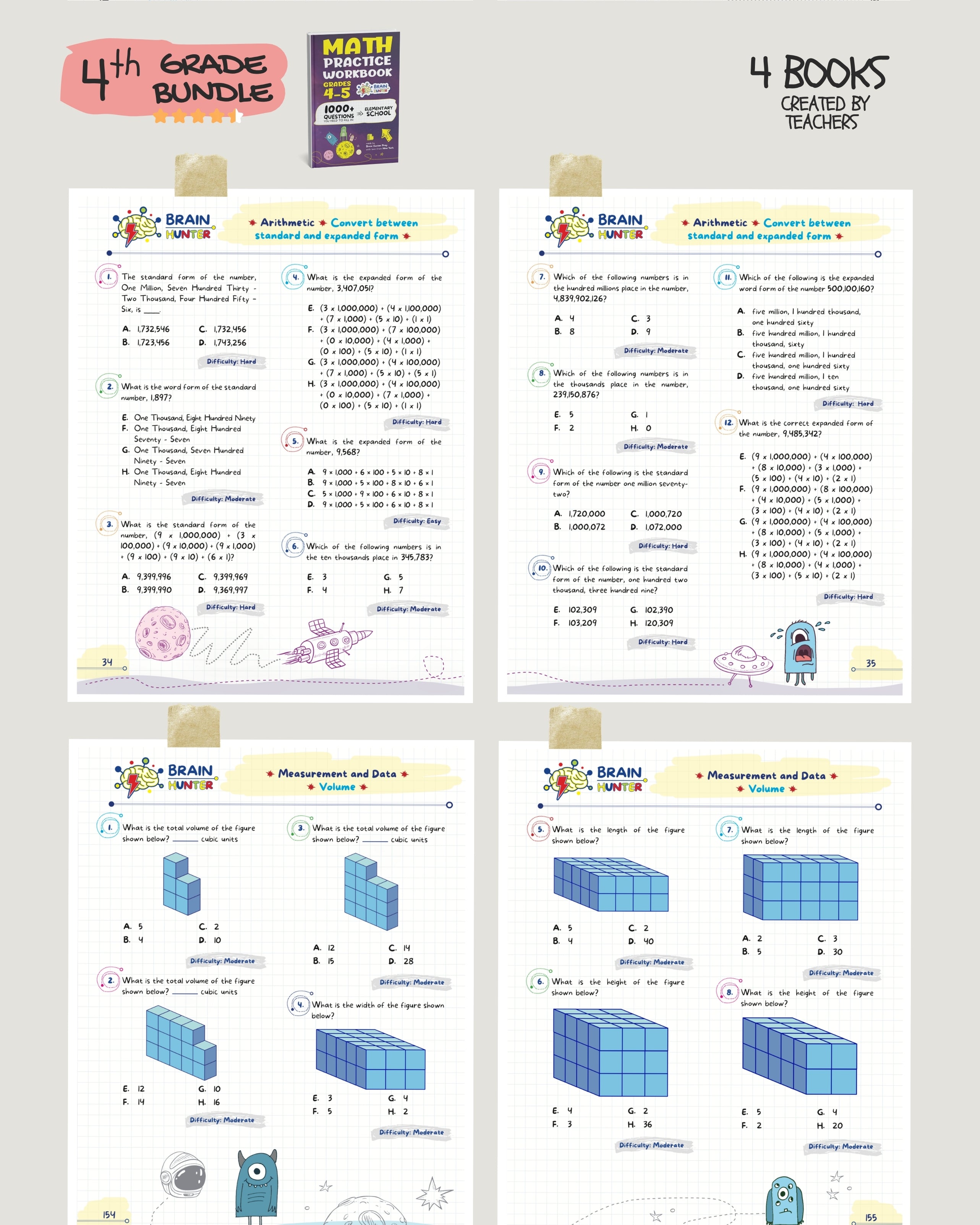 4th Grade Brain Hunter Bundle (4 Powerful Workbooks) image 4