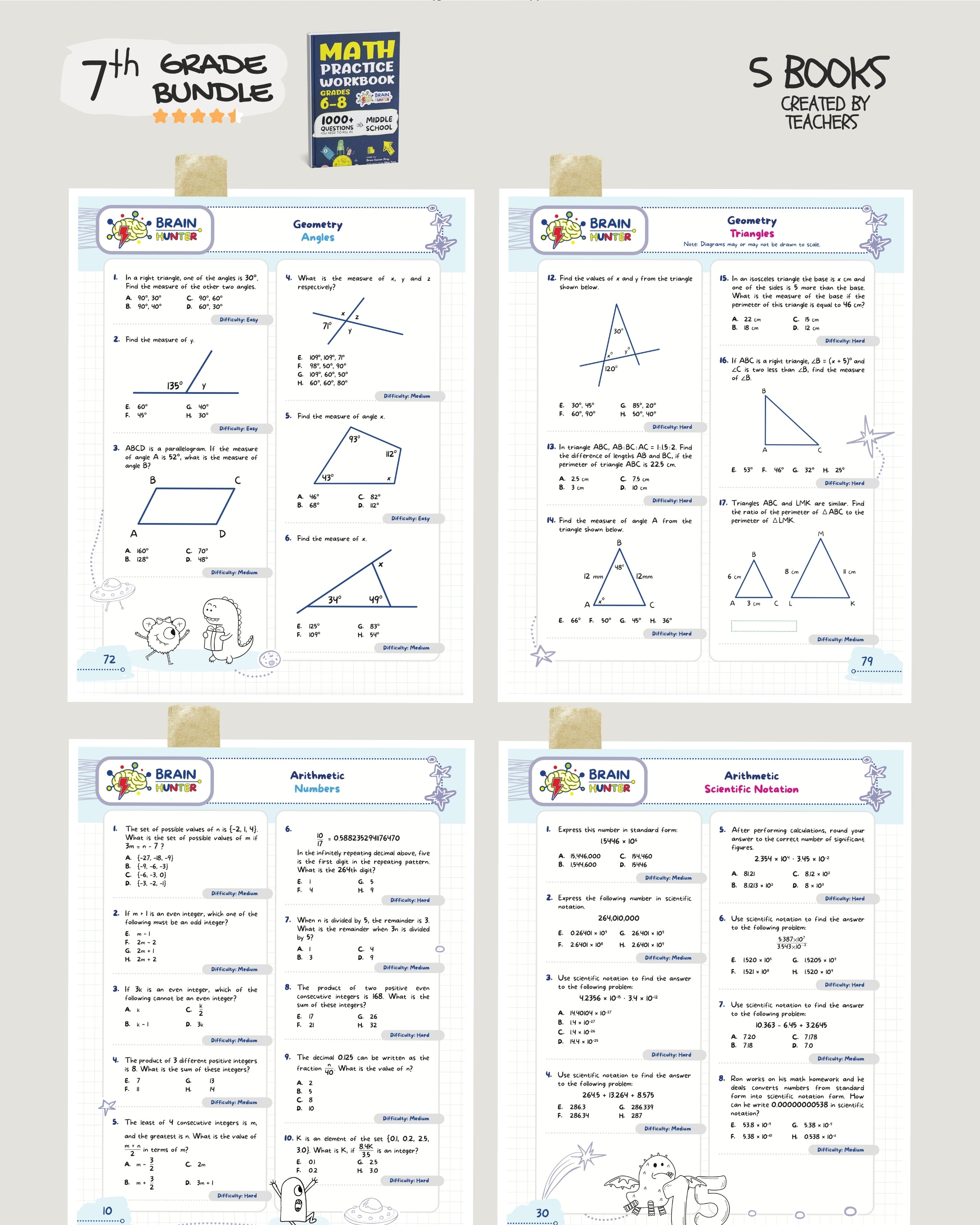 7th Grade Brain Hunter Bundle (5 Powerful Workbooks) image 4
