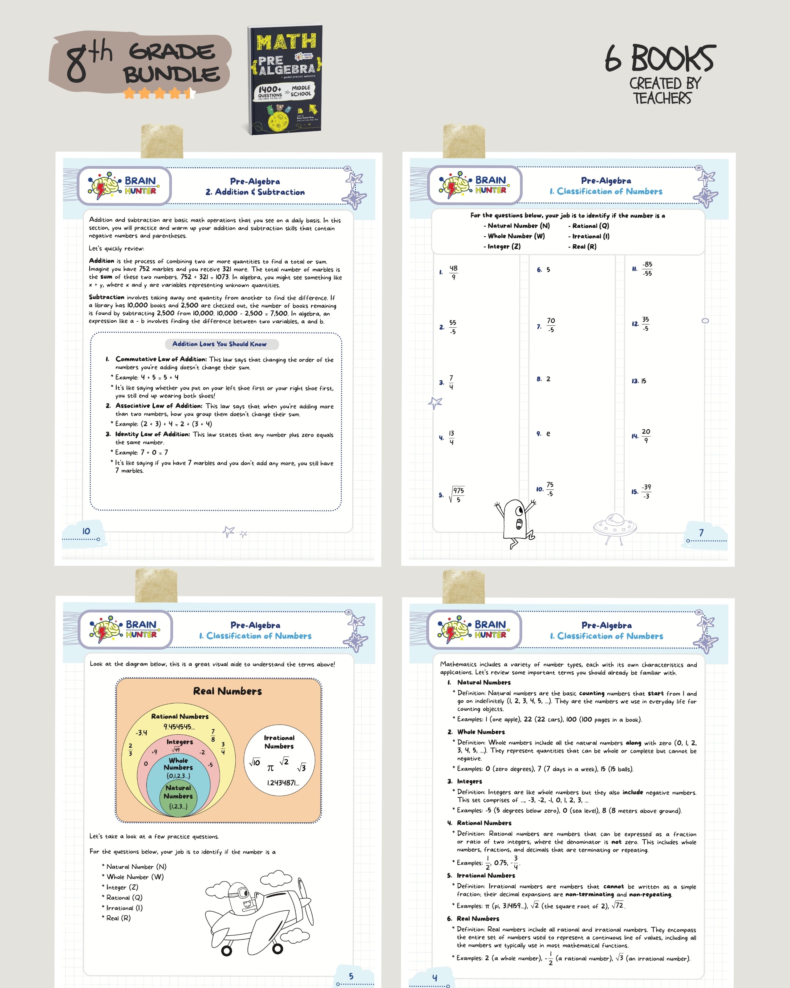 8th Grade Brain Hunter Bundle (6 Powerful Workbooks) image 2