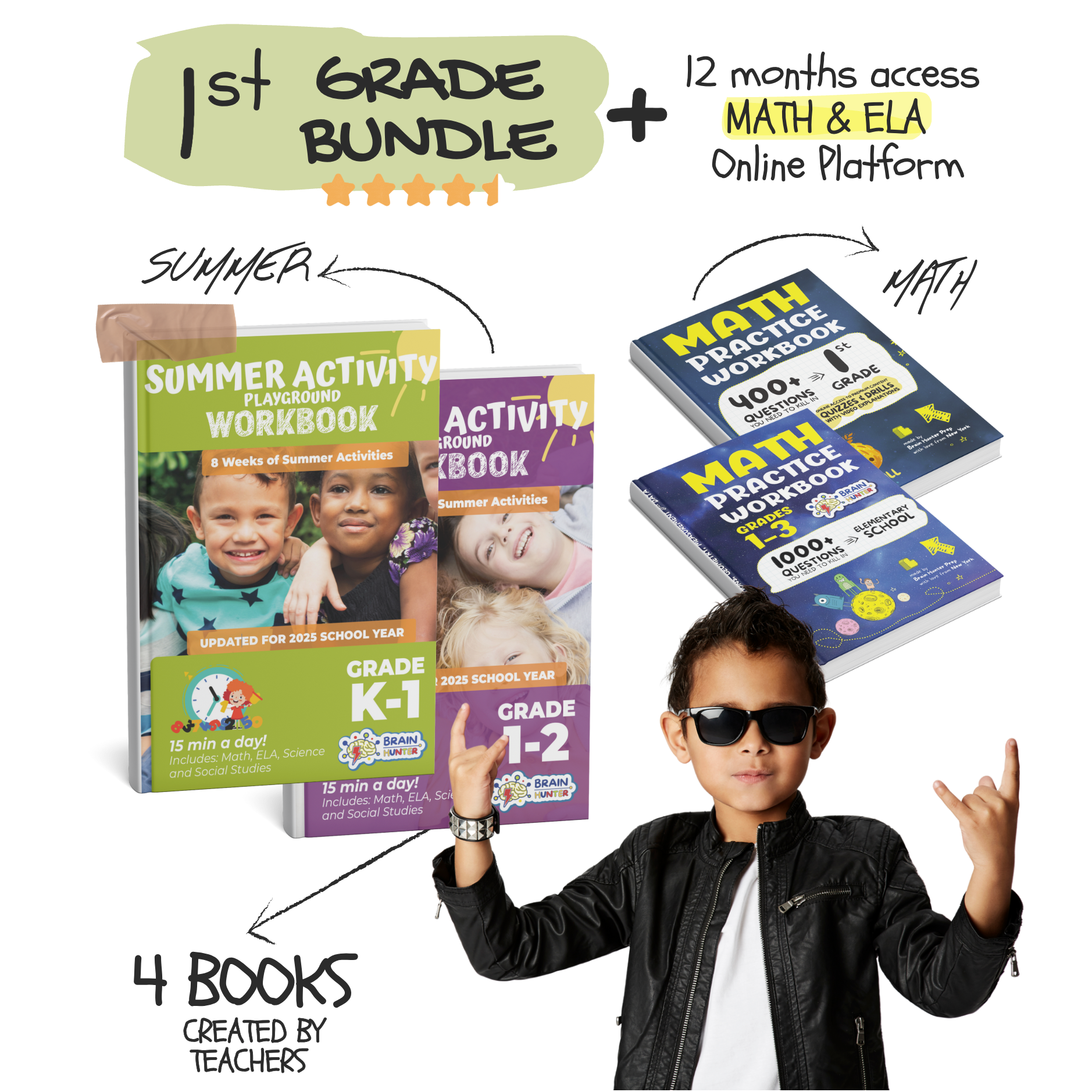 1st Grade Brain Hunter Bundle (4 Powerful Workbooks)