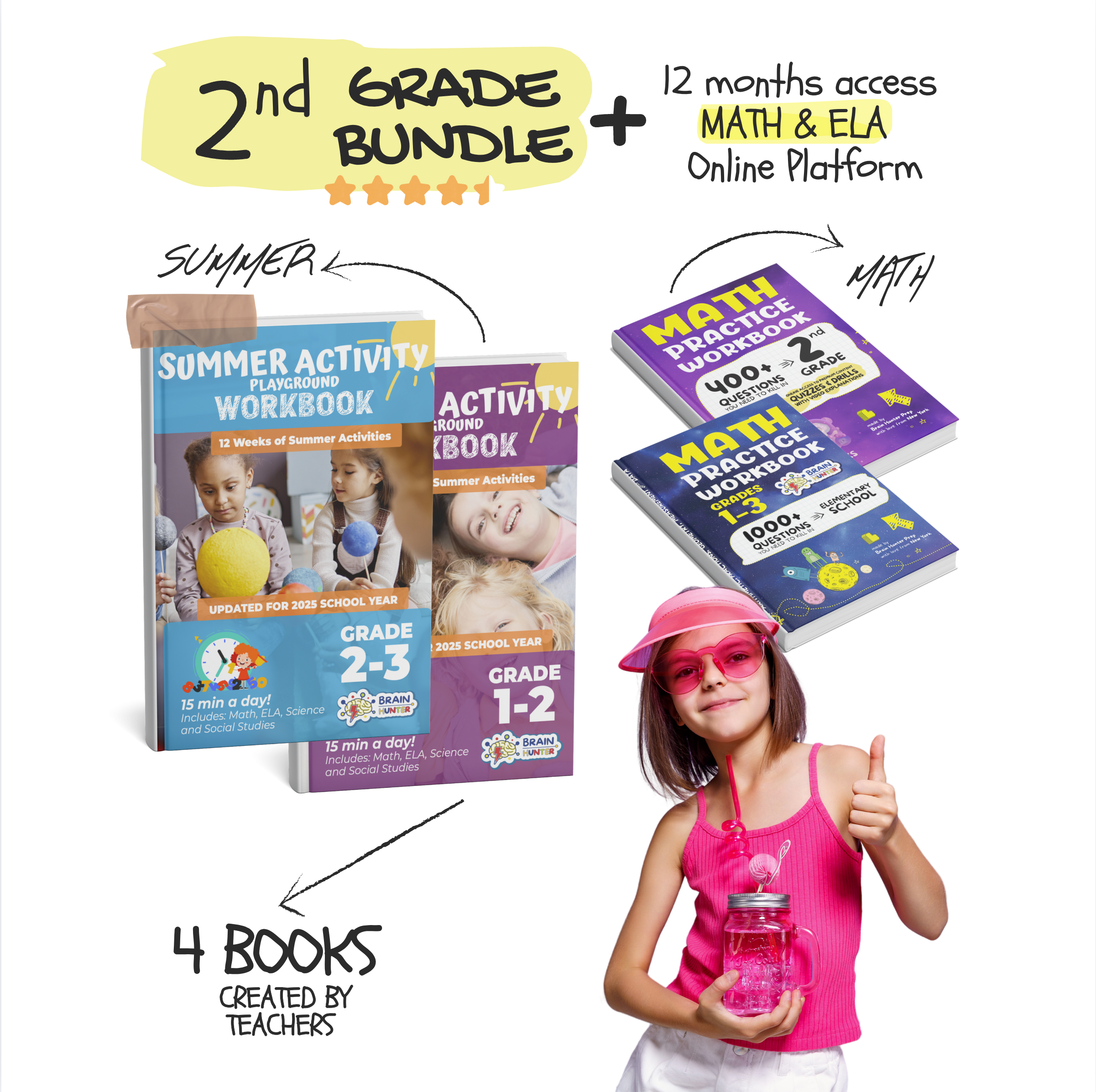 2nd Grade Brain Hunter Bundle (4 Powerful Workbooks)