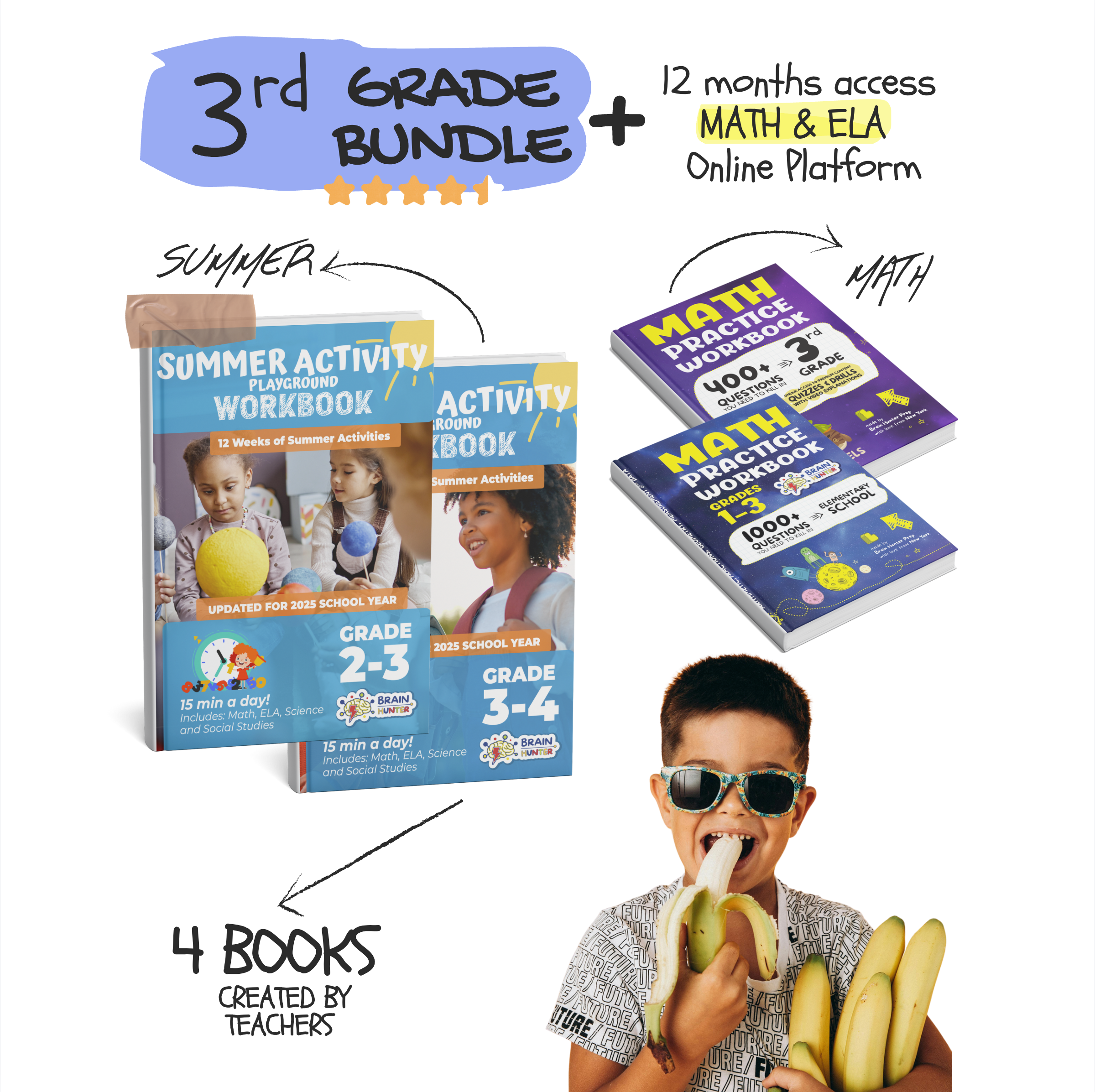 3rd Grade Brain Hunter Bundle (4 Powerful Workbooks)
