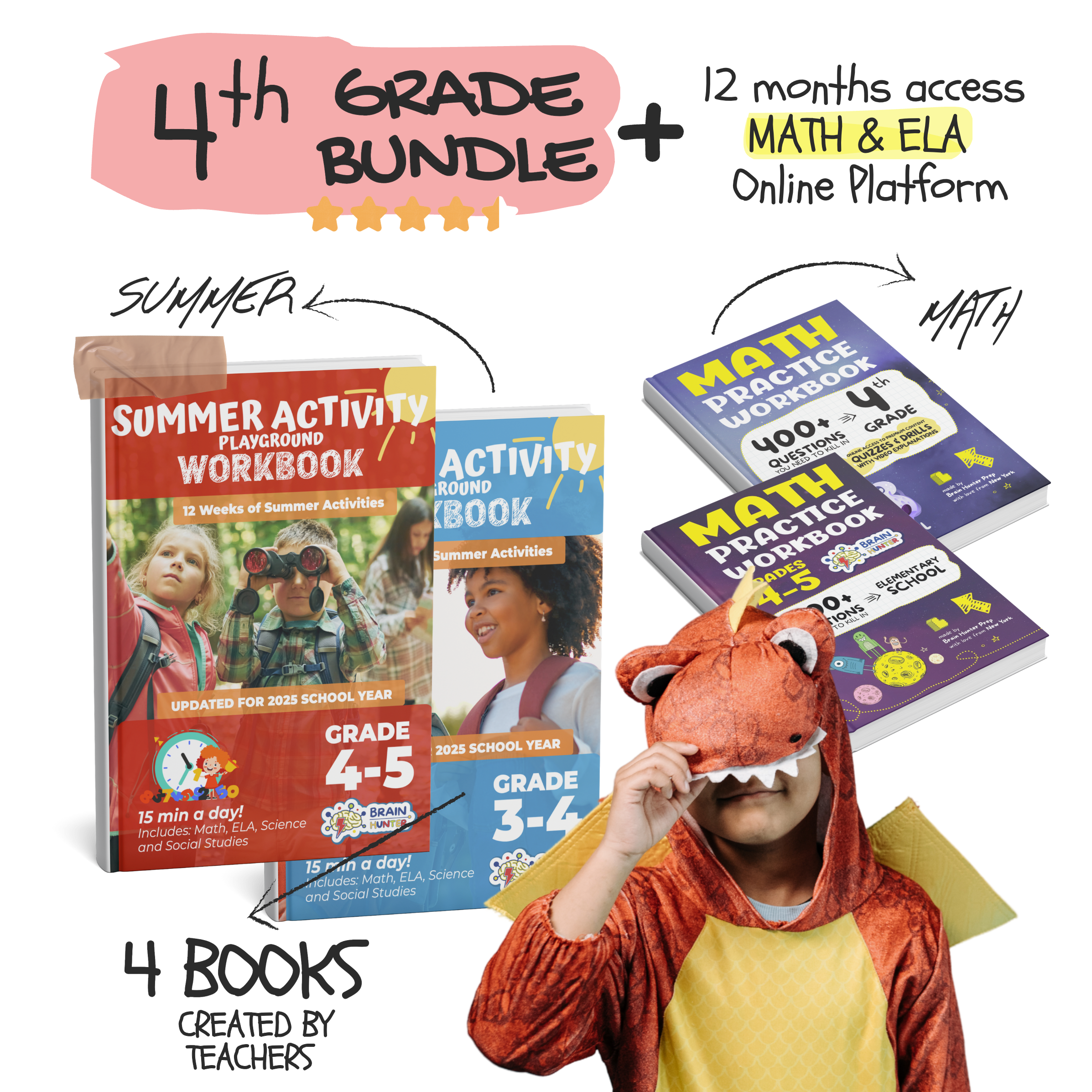4th Grade Brain Hunter Bundle (4 Powerful Workbooks)