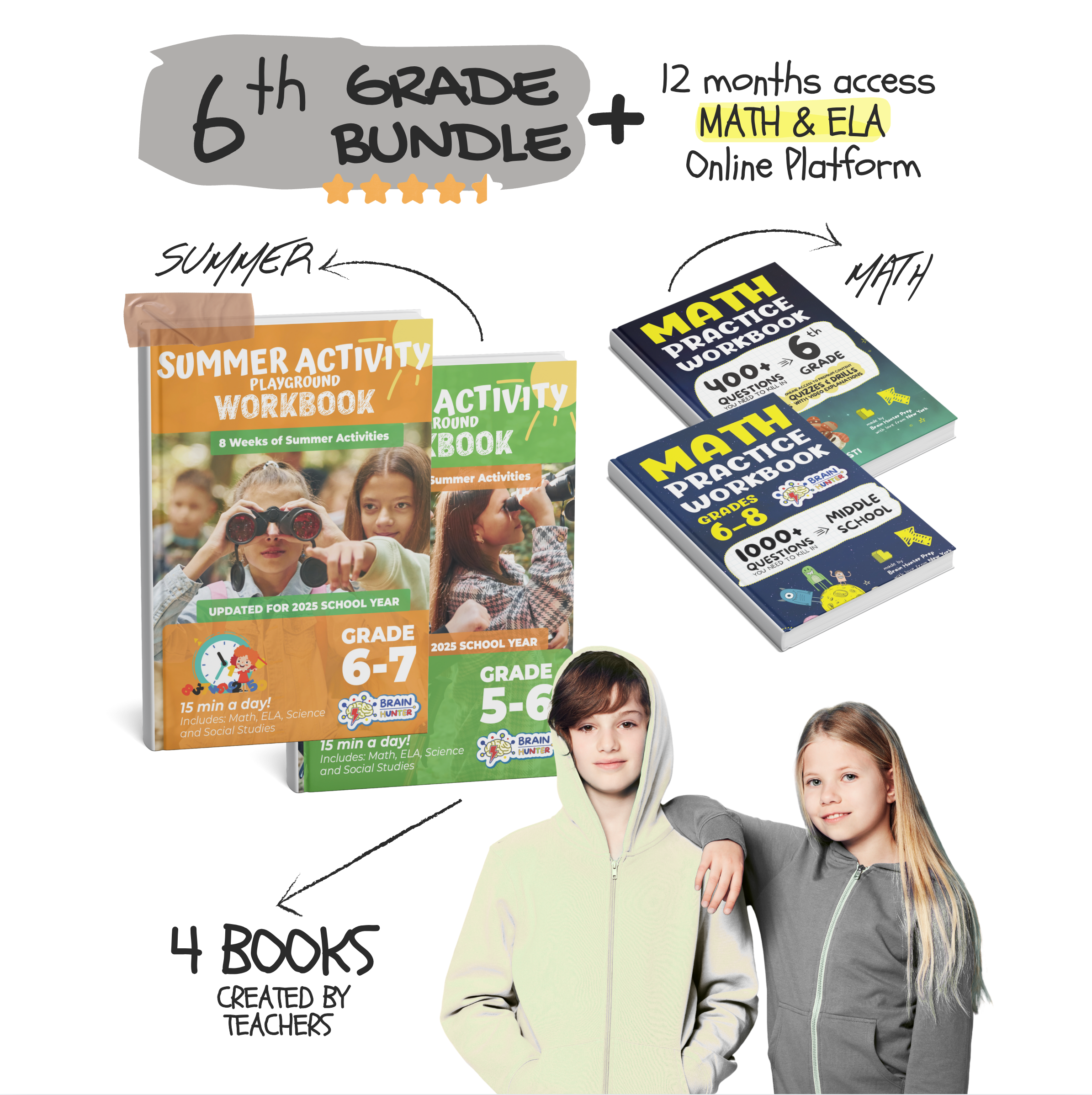 6th Grade Brain Hunter Bundle (4 Powerful Workbooks)