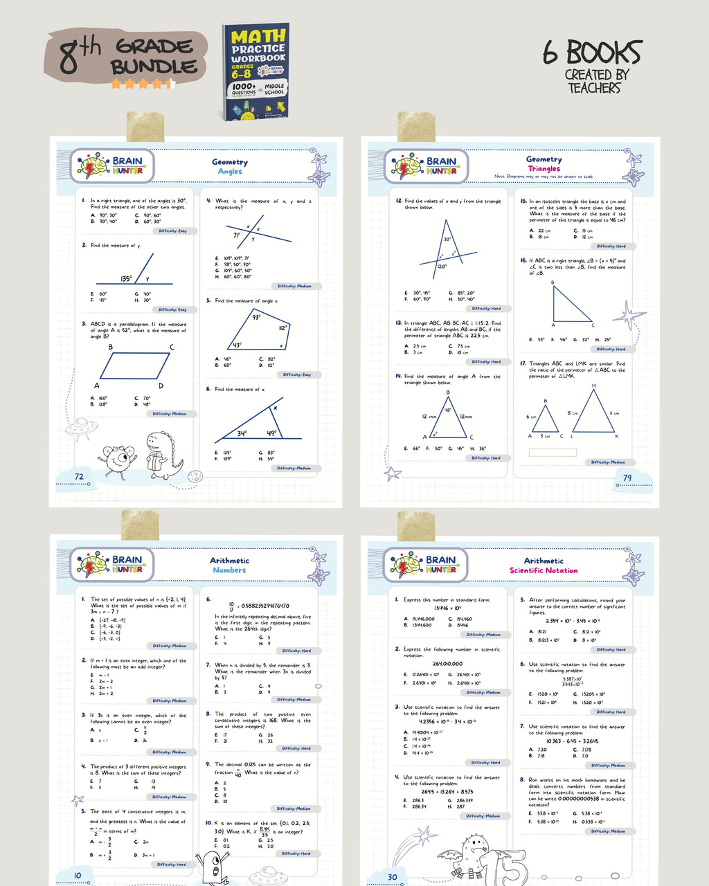 8th Grade Brain Hunter Bundle (6 Powerful Workbooks) image 3