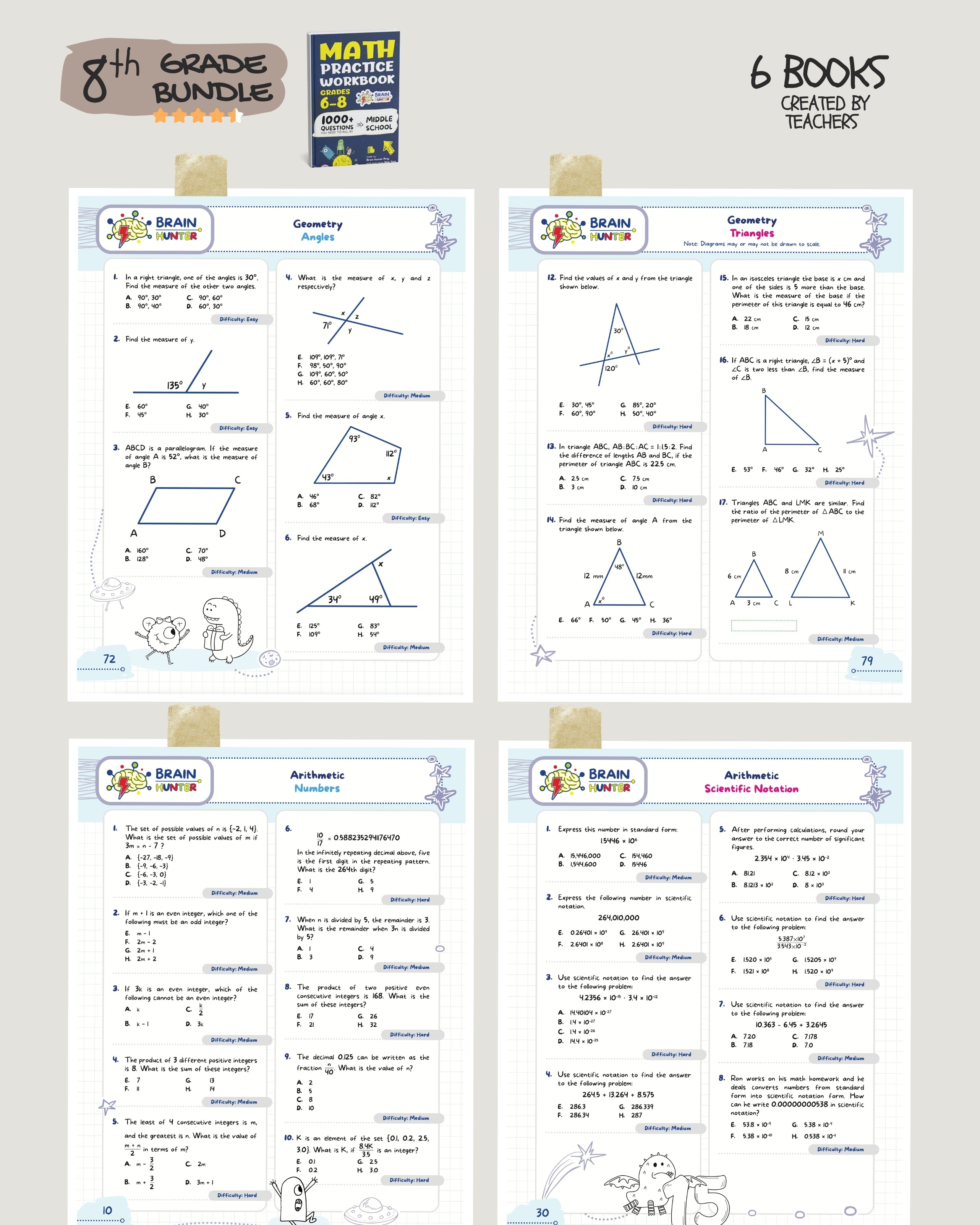 8th Grade Brain Hunter Bundle (6 Powerful Workbooks) image 3