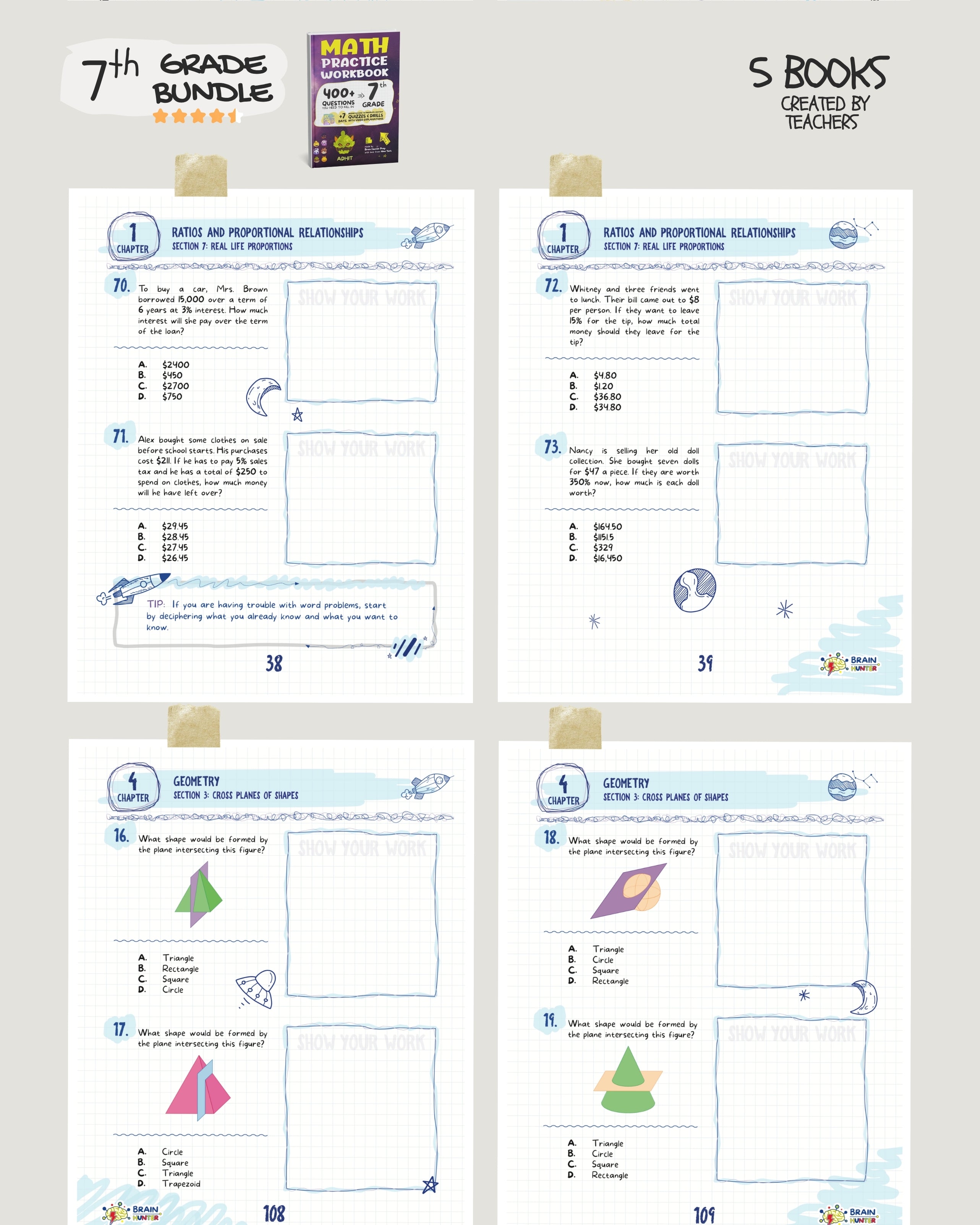 7th Grade Brain Hunter Bundle (5 Powerful Workbooks) image 2