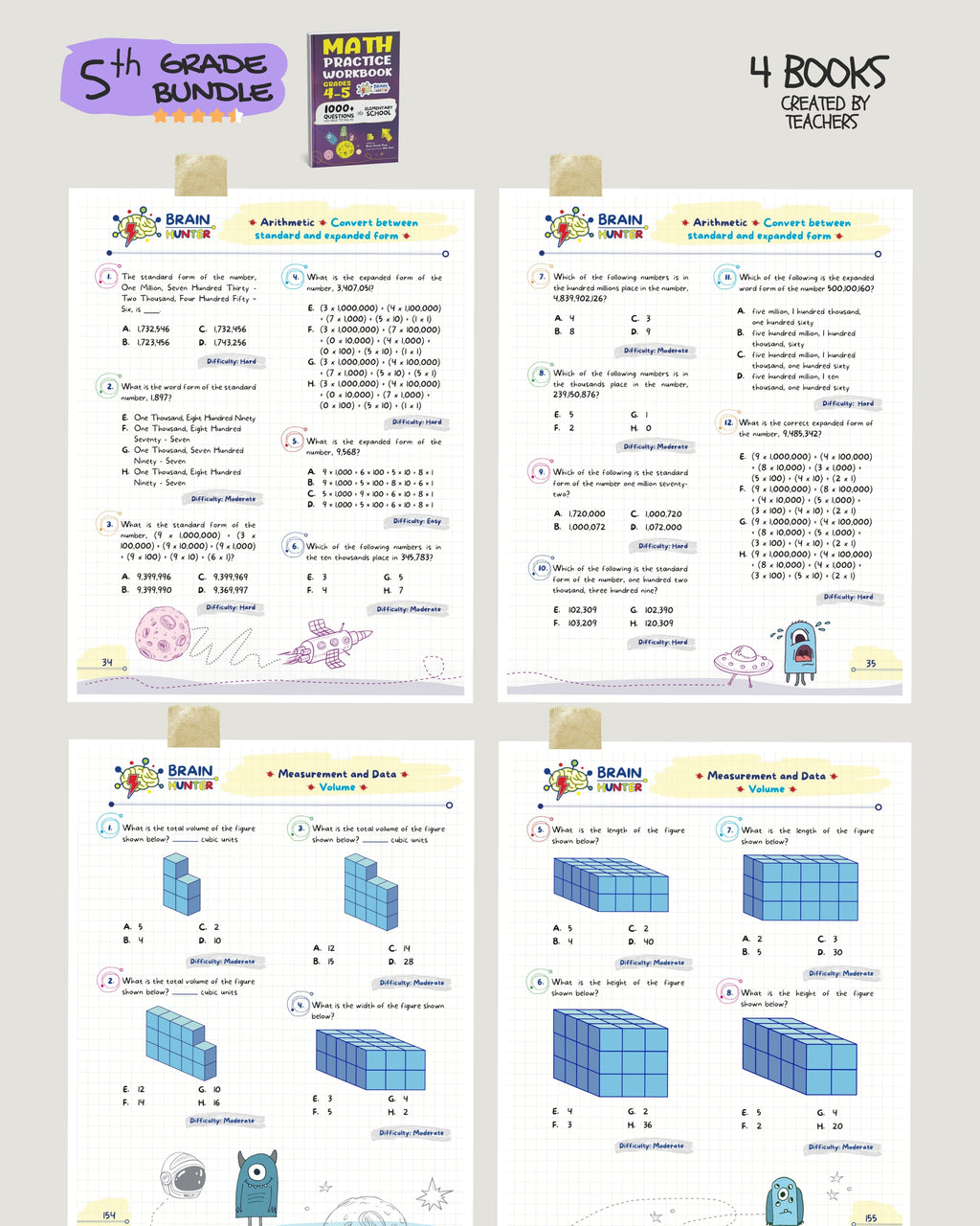 5th Grade Brain Hunter Bundle (4 Powerful Workbooks) image 1
