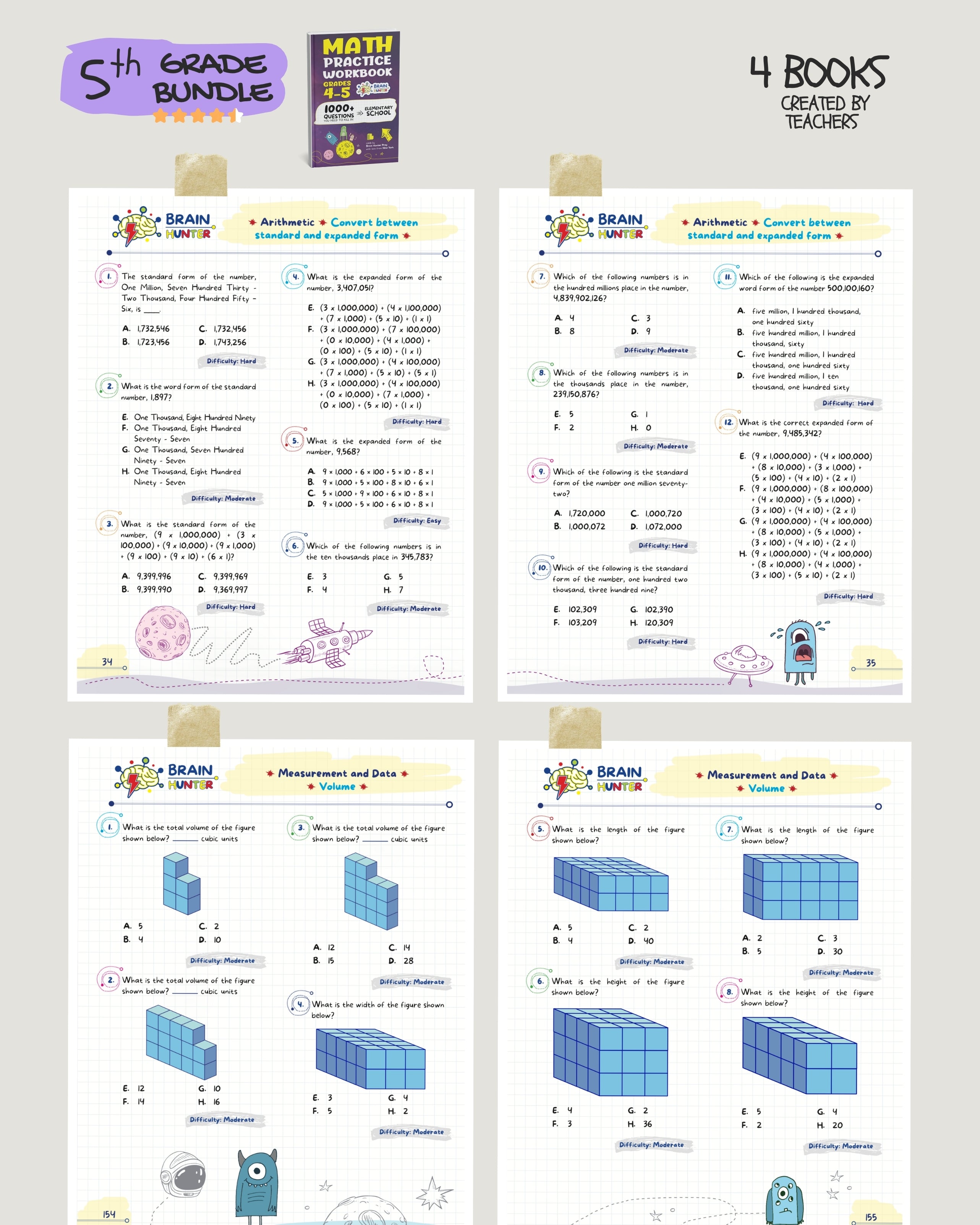 5th Grade Brain Hunter Bundle (4 Powerful Workbooks) image 1