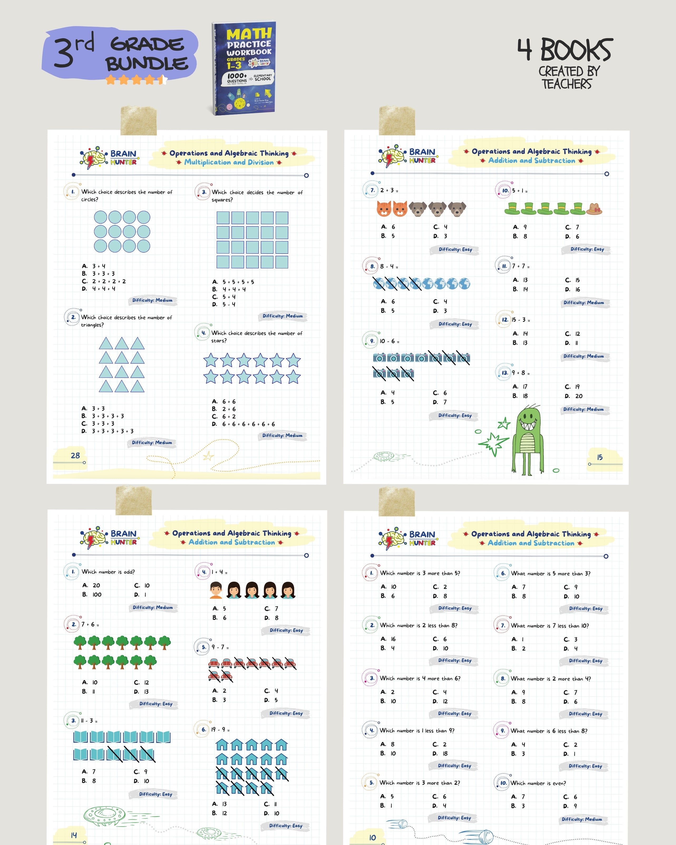 3rd Grade Brain Hunter Bundle (4 Powerful Workbooks) image 3